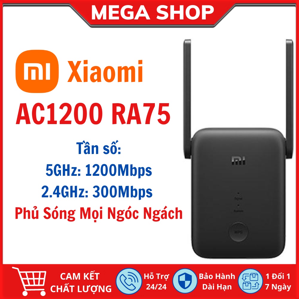 Kích sóng Wifi Xiaomi Repeater AC1200 RA75 2 băng tần 2.4Ghz và 5Ghz Bản quốc tế ( Bảo hành 12 tháng )