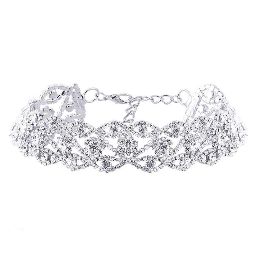 Vòng Cổ Choker Đính Đá Pha Lê Lấp Lánh Thiết Kế Đơn Giản Sang Trọng M3Z9