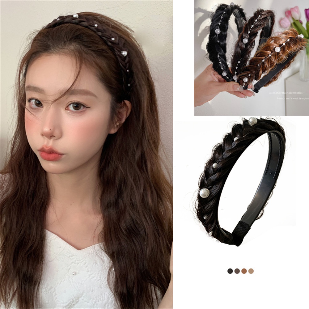 Cài Tóc Giả Thắt Bím Đính Ngọc Trai Thời Trang Cho Nữ