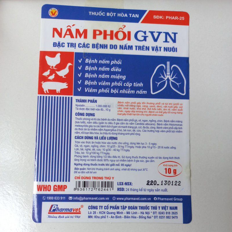 Nấm phổi GVN gà vịt ngan 10g