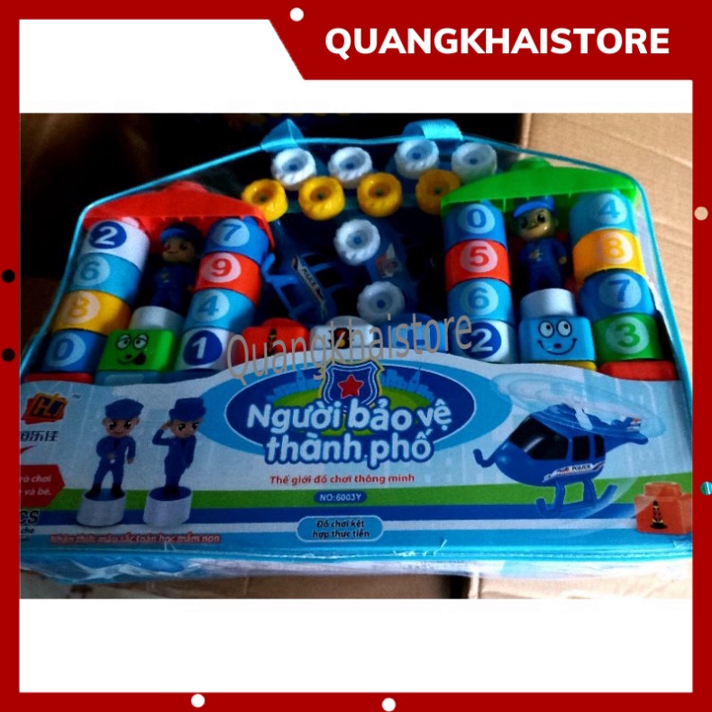 Đồ chơi cho bé xếp hình mầm non chủ đề kỹ sư xây dựng  công trình và người bảo vệ thành phố