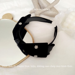 Bườm cài tóc nơ nhung đính đá tiểu thư Petite