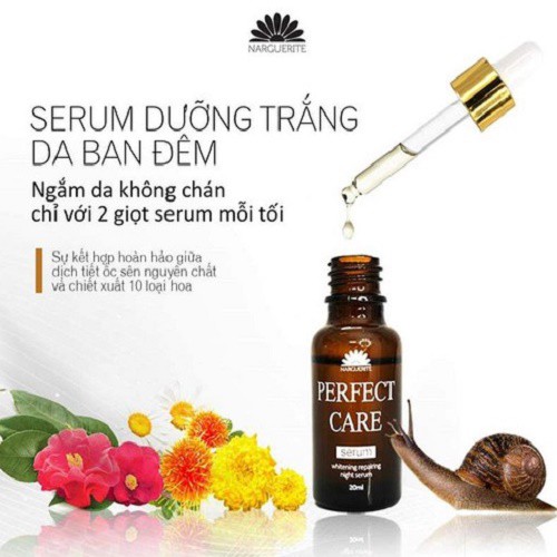 Serum chiết xuất dịch ốc sên Perfect Care Narguerite - DƯỠNG TRẮNG, TÁI TẠO DA BAN ĐÊM (20ML)