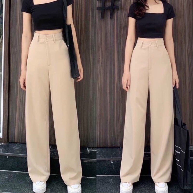 Quần ống suông Culottes cúc, khóa trước