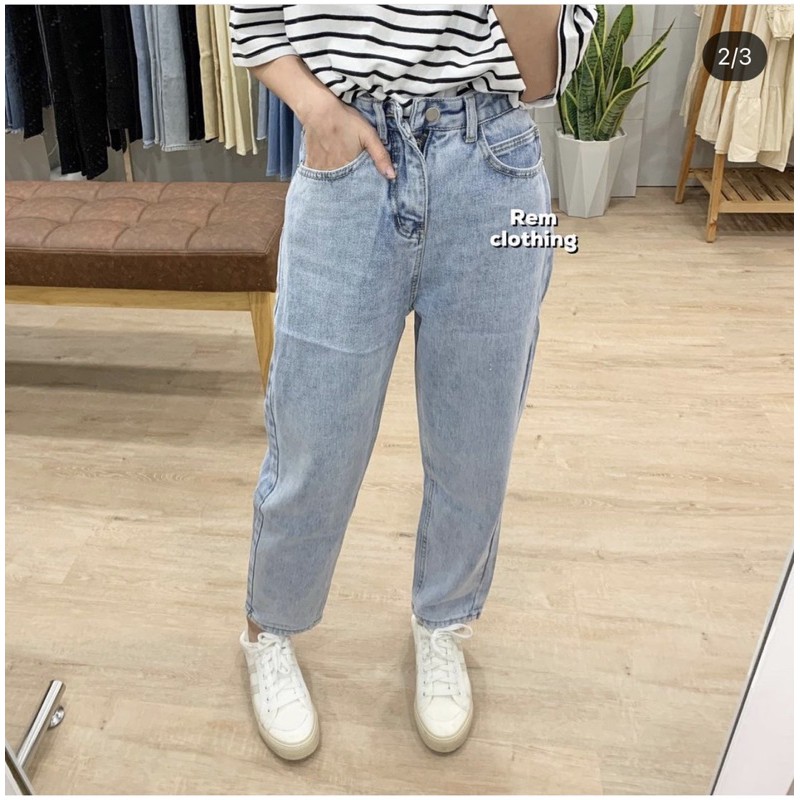 Quần mom jean chất dày (baggy jean tag xanh)