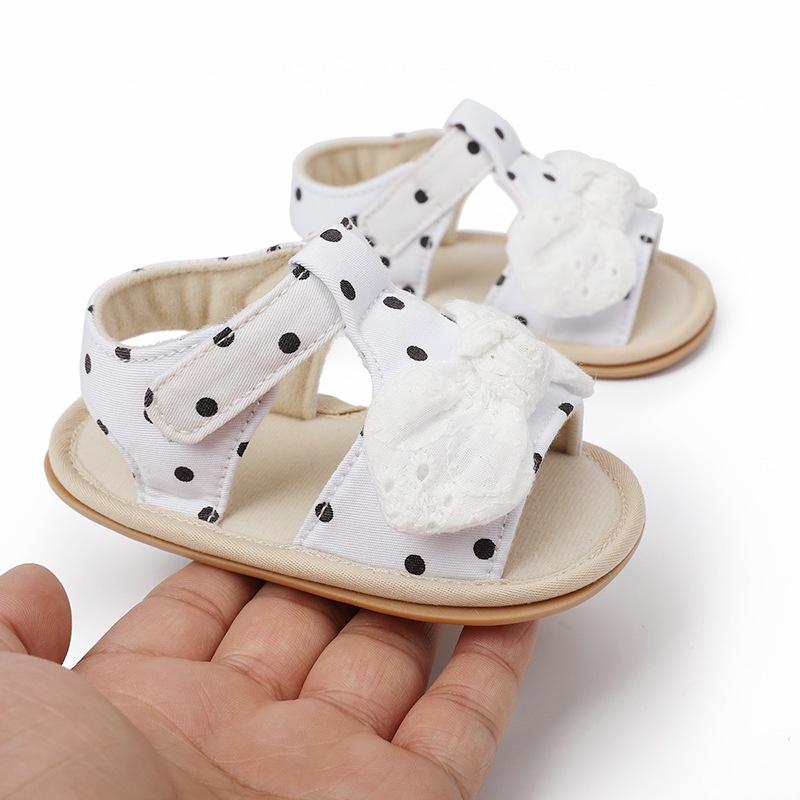 Giày tập đi đính nơ dễ thương đế cao su chống trơn trượt cho bé gái