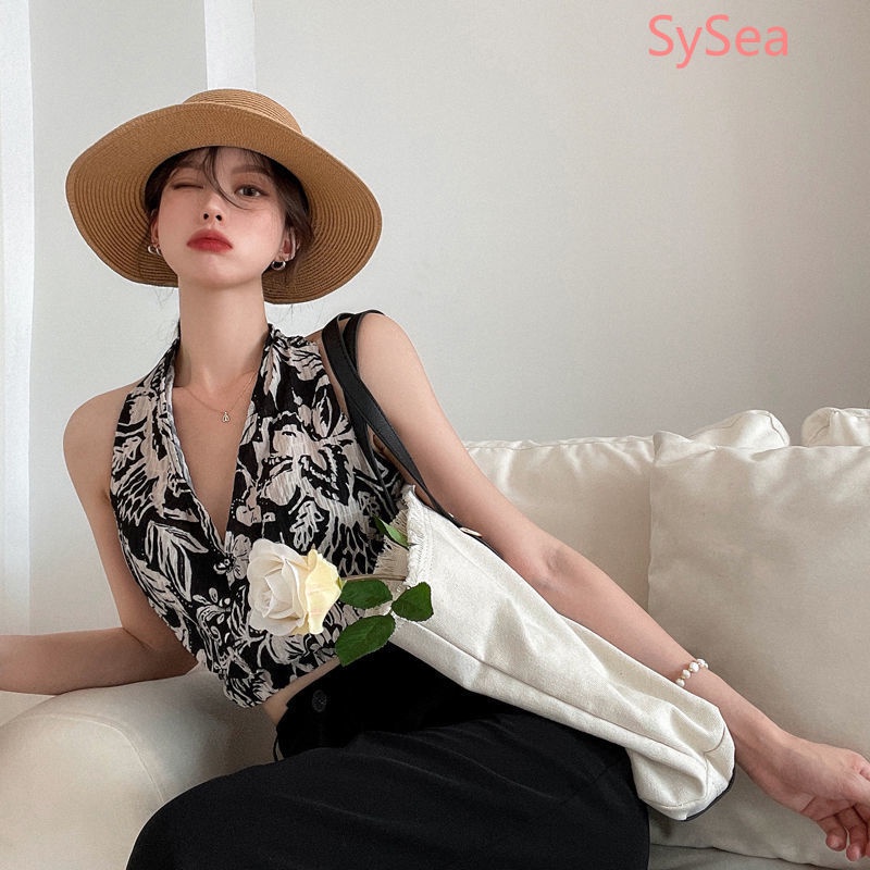 Áo kiểu croptop cổ yếm thời trang mùa hè quyến rũ dành cho nữ