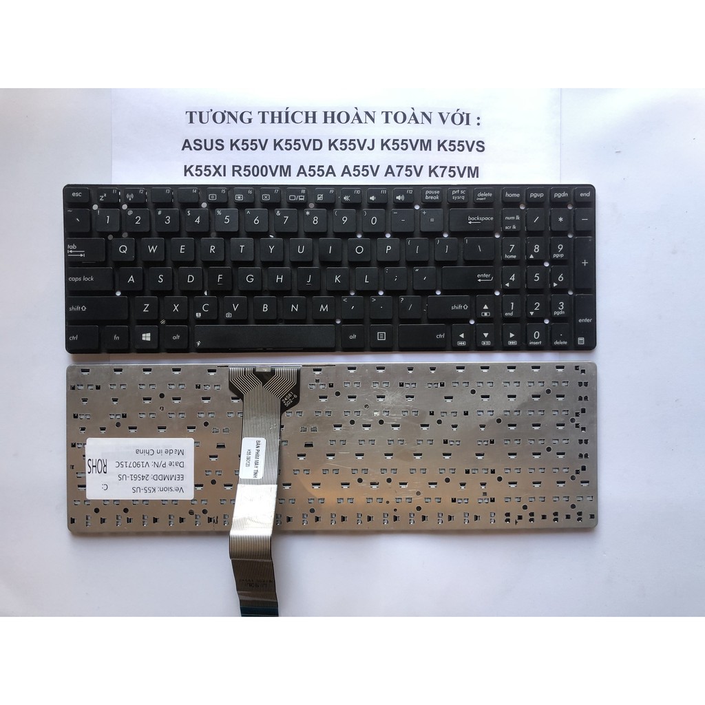 Bàn phím Laptop Asus K55 X54 K54C K54L K54LY X54L X54LY K55D K55N K55DE Bảo Hành Toàn Quốc 12 Tháng