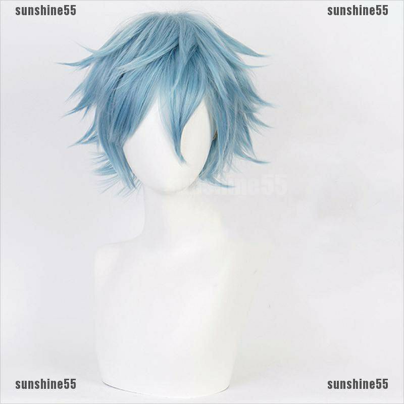 [Sẵn] Wig/tóc giả cosplay Shigaraki Tomura - Boku no hero tóc nam xù cơ bản xanh da trời khói tại Miu Cosplay