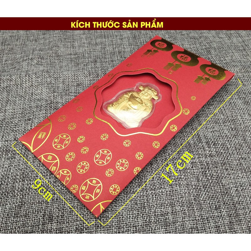 Bao Lì Xì Thần Tài Mạ Vàng 24K - Bao Lì Xì May Mắn Rước Tài Lộc 【】
