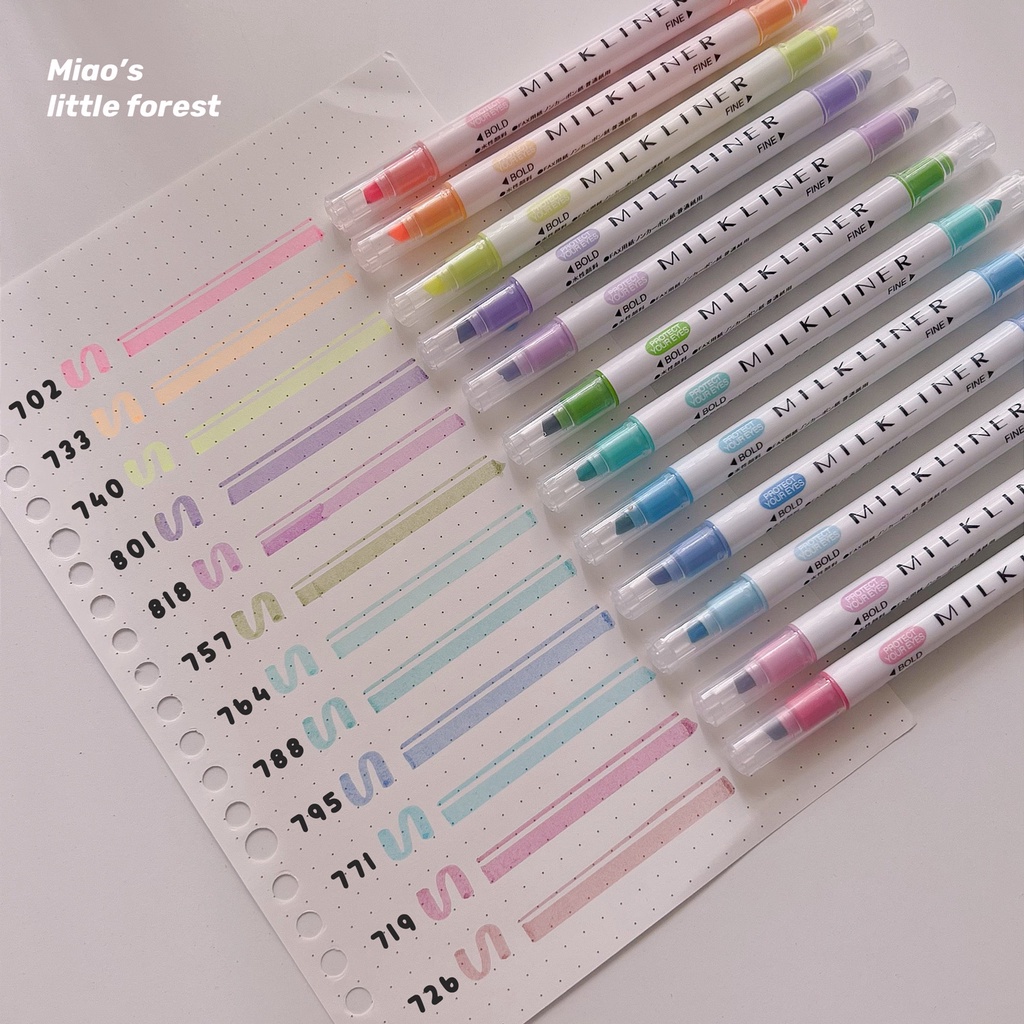 Bút highlight MIAO'S LITTLE FOREST bút dạ quang đánh dấu hai đầu Milkliner trang trí sổ tay bullet journal MPE2207