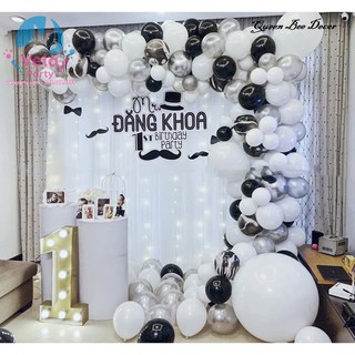 Combo 100 Vỏ Bóng Bay Queen Bee Trang Trí Sinh Nhật Màu Trắng Đen