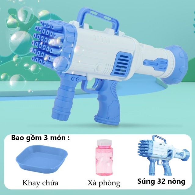 Đồ Chơi Bắn Bong Bóng 32 Nòng, Đồ Chơi Máy Bắn Bong Bóng Cỡ Lớn 32 Lỗ Đồ Chơi Bọt Xốp Ngoài Trời Cho Bé