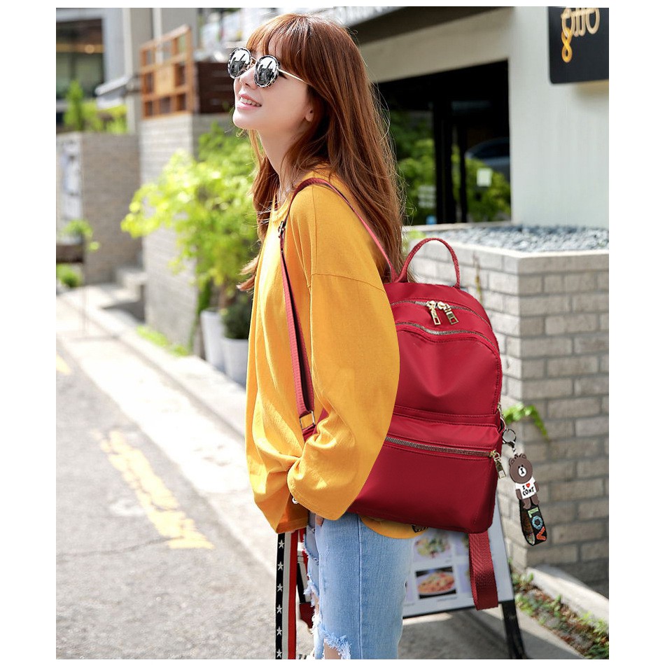 Balo thời trang kiểu dáng đơn giản chất thô dày 2 màu đen, đỏ đô