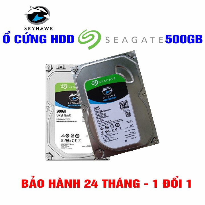 Ổ cứng HDD 3.5” Seagate Skyhawk 500GB - Ổ Cứng Camera – Bảo hành 24 tháng – CHÍNH HÃNG - Tháo máy đồng bộ mới 99%