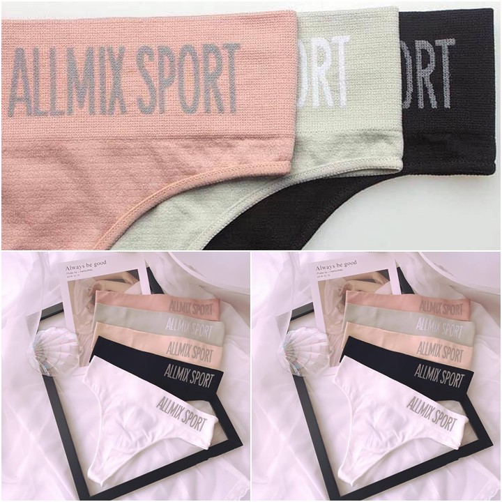 Quần Lót Nữ Lọt Khe cao cấp sang chảnh - Quần lót thể thao màu trắng đen da hồng xám chất cotton 100