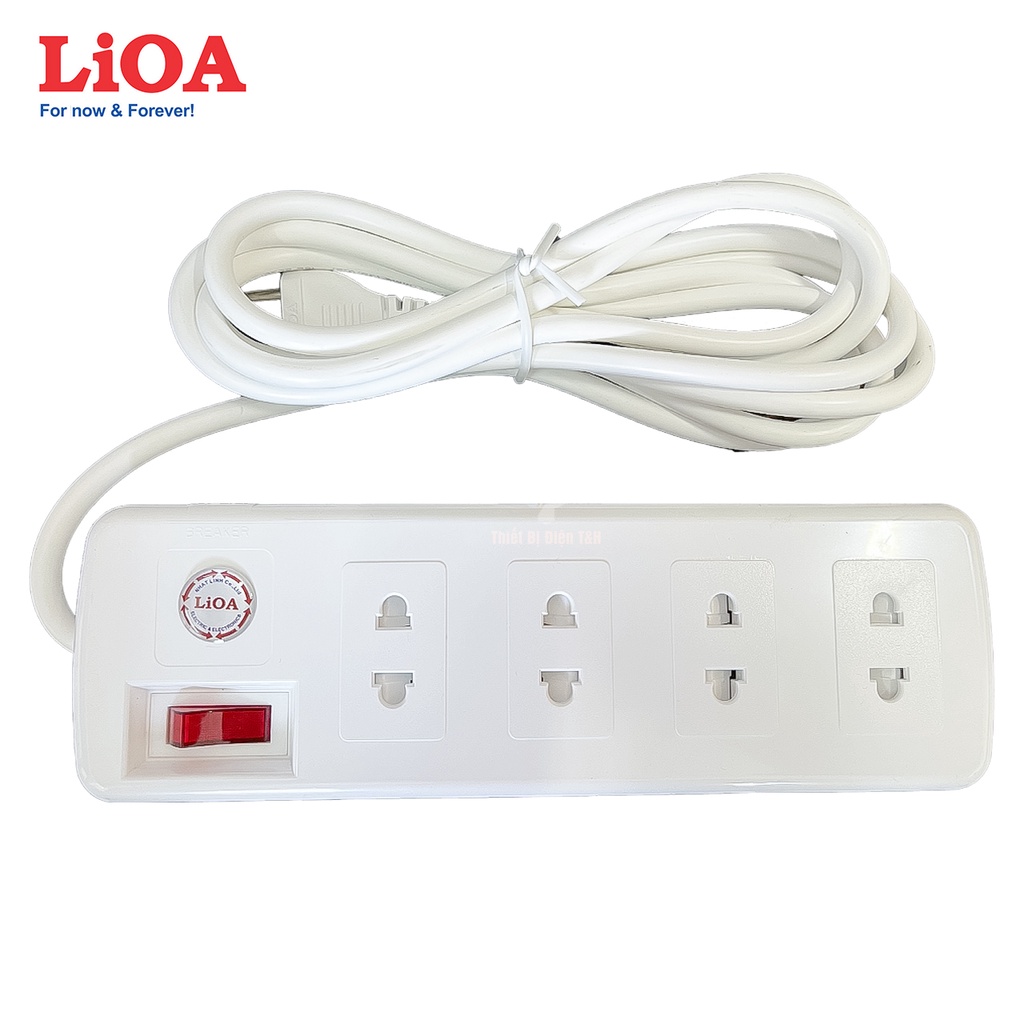 Ổ cắm điện công suất lớn, ổ cắm chịu tải, cao cấp, LIOA,  chịu tải 3300W, 4 ổ cắm, 1 công tắc, 4SS2.5-2