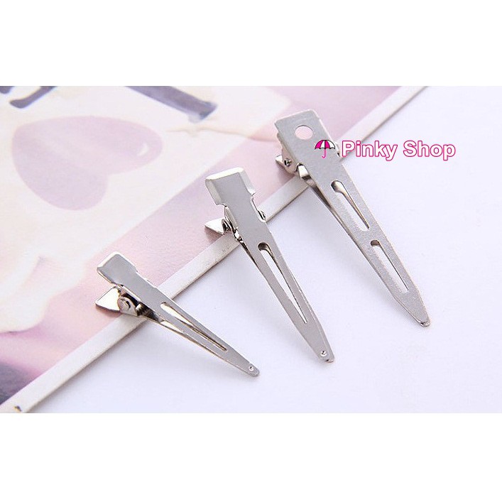 Kẹp mỏ vịt bằng kim loại màu trắng bạc cao cấp Pinky Shop