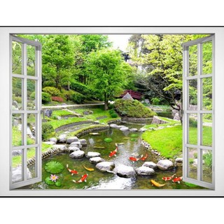 tranh dán kính 2 mặt 80x80cm
