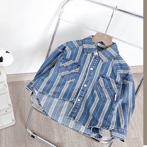 Áo Khoác Sơ Mi Denim Tay Dài Thời Trang Xuân Thu 2022 Cho Bé Trai