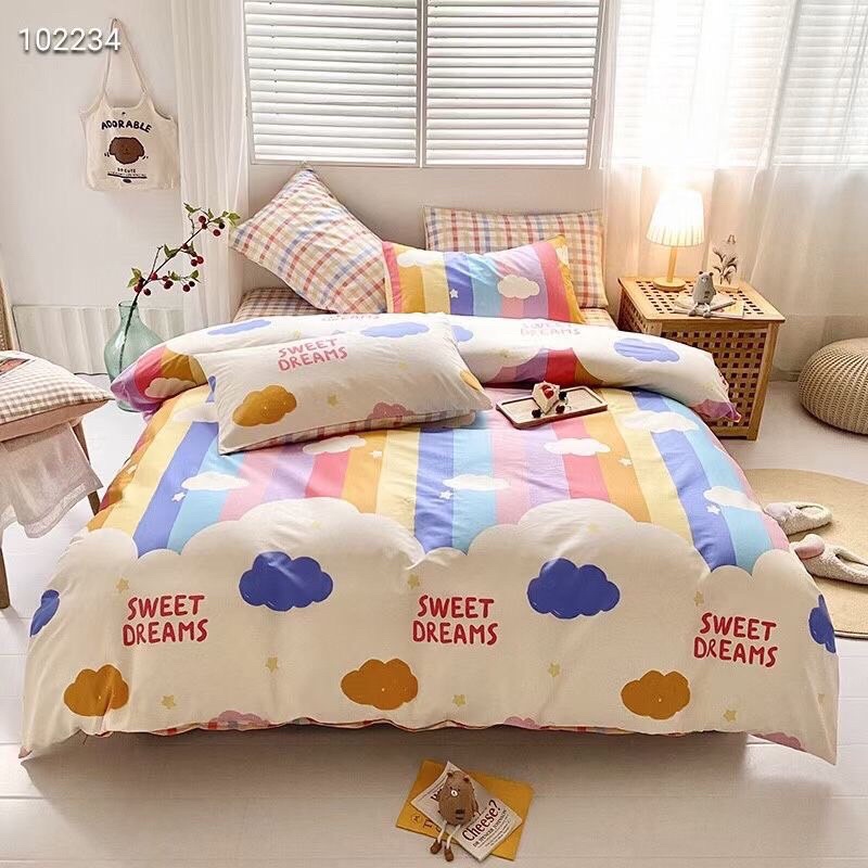 Chăn ga gối cotton living, cotton nhập khẩu, set vỏ chăn 4 món