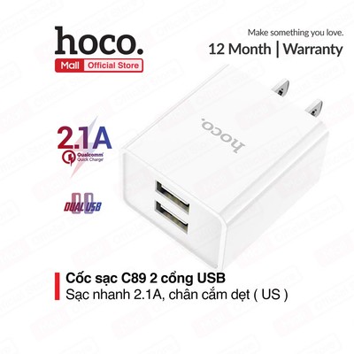 Củ sạc nhanh PD18W 1 cổng UBS Hoco C89 / C109 / C109A 1 cổng USB , thích hợp với nhiều thiết bị, chân cắm tiêu chuẩn