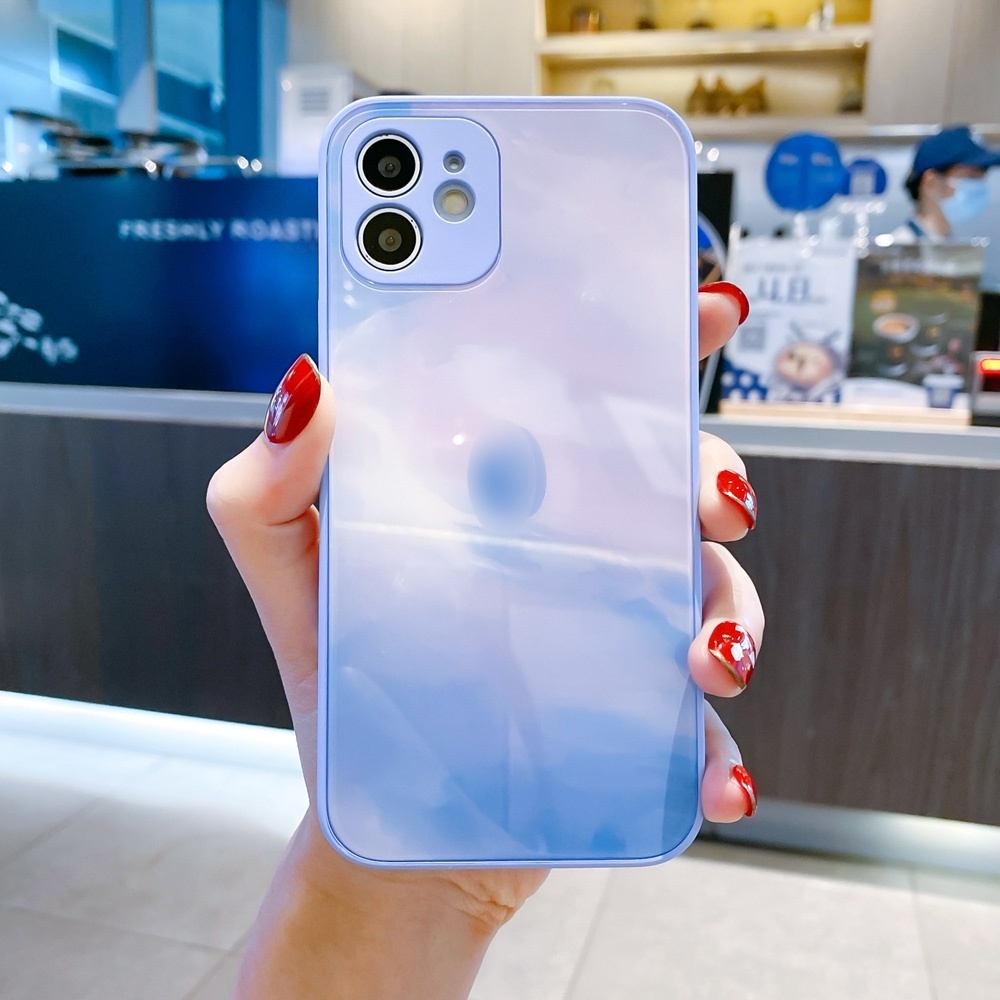 Ốp điện thoại mặt kính màu nước sáng tạo thích hợp cho iPhone 12 11 Pro Max XS Max XR x 8 7 plus