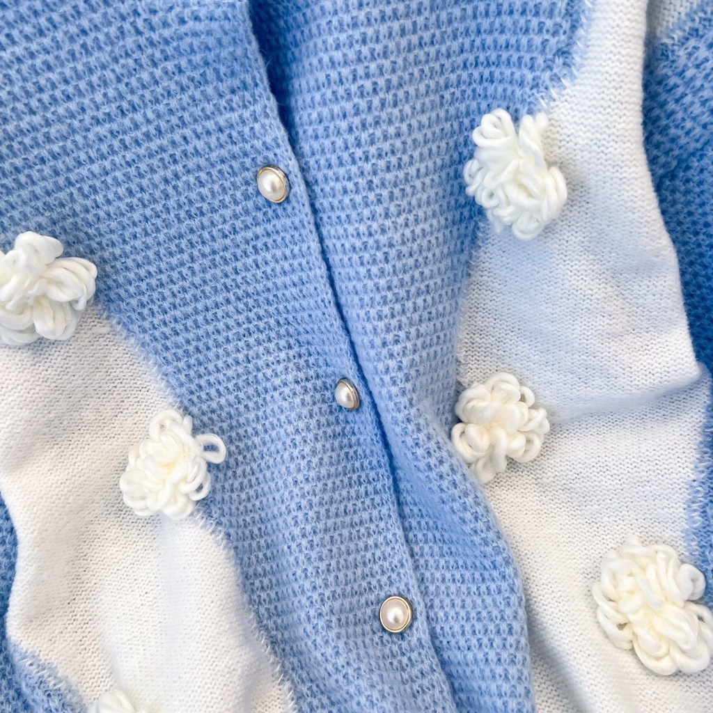 Áo Khoác Cardigan Dệt Kim Họa Tiết Hoa Xinh Xắn Cho Nữ  tao bao