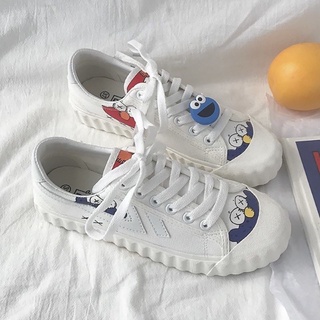 Giày Thể Thao Canvas Màu Trắng Thời Trang Hàn Quốc Cho Nữ