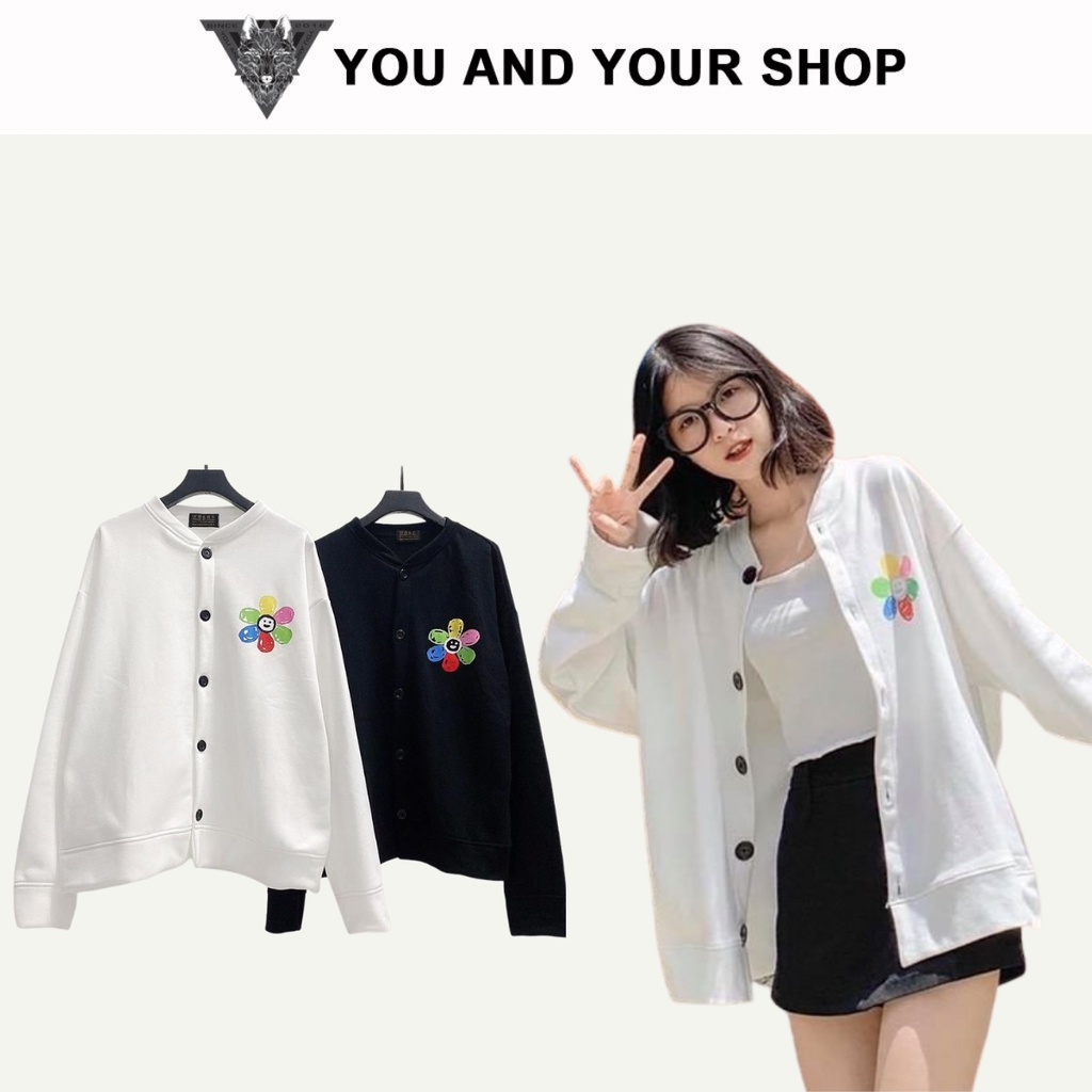 Áo khoác cardigan YAYSHOP phông unisex nam nữ Hàn Quốc chất nỉ mềm mịn in HOA maison de fionix (freesize dưới 65Kg)