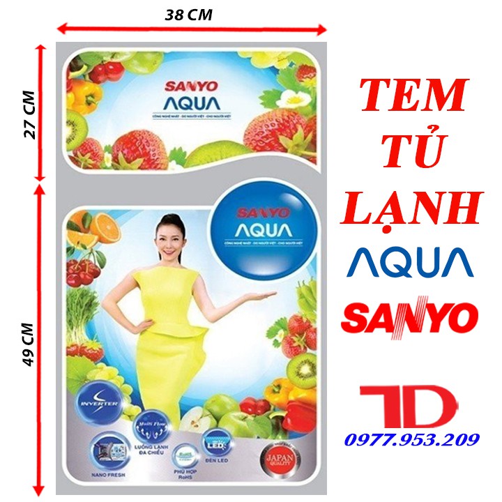 Miếng dán tủ lạnh SANYO, tem dán trang trí tủ lạnh SANYO mẫu 3