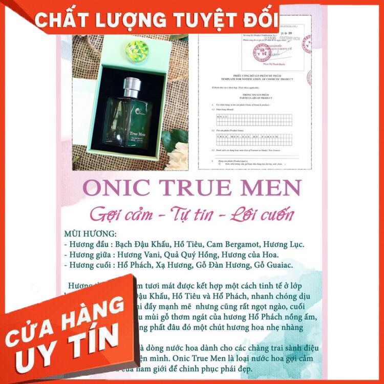 HÀNG CAO CẤP Nước hoa nam cao cấp Onic True Men 30ml (Có giấy tờ chứng nhận y tế)