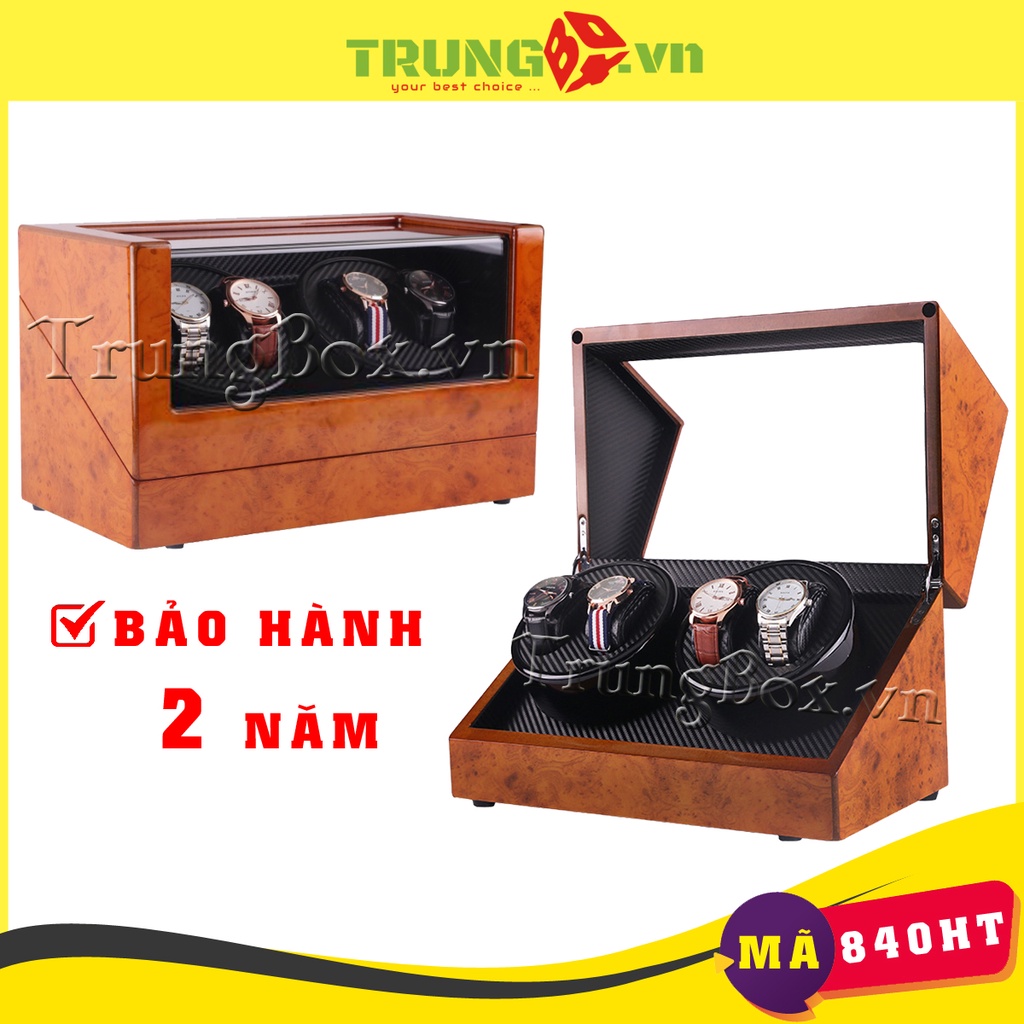 [MOTOR NHẬT] Hộp Xoay Đồng Hồ Cơ 4 Chiếc Vỏ Gỗ Sơn Mài - Mã 840HT | Hãng SAIKE