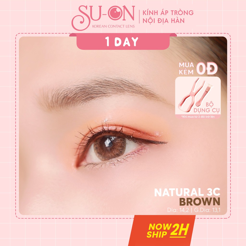 [Video thật] Lens 1 ngày Olens NATURAL 3C BROWN áp tròng 14,2mm, nâu hạt dẻ siêu đẹp best seller Olens, siêu êm đeo 24h