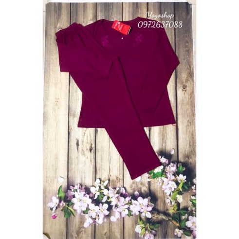 Bộ Cotton Thu Đông dài tay mặc nhà-Bộ Trung Niên Mặc Nhà Cho mẹ cho bà hình thêu hoa hai bên