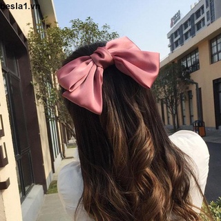 🌈besla1🌈Kẹp tóc, Cột tóc nơ lớn vải satin lụa phong cách Hàn quốc dễ thương