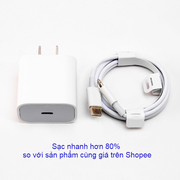 Bộ dây cáp và củ sạc nhanh 20W công nghệ PD, củ sạc 20W, dây sạc type C to lightning cho 6,7,8,X,11,12,13 HC BH 12 tháng