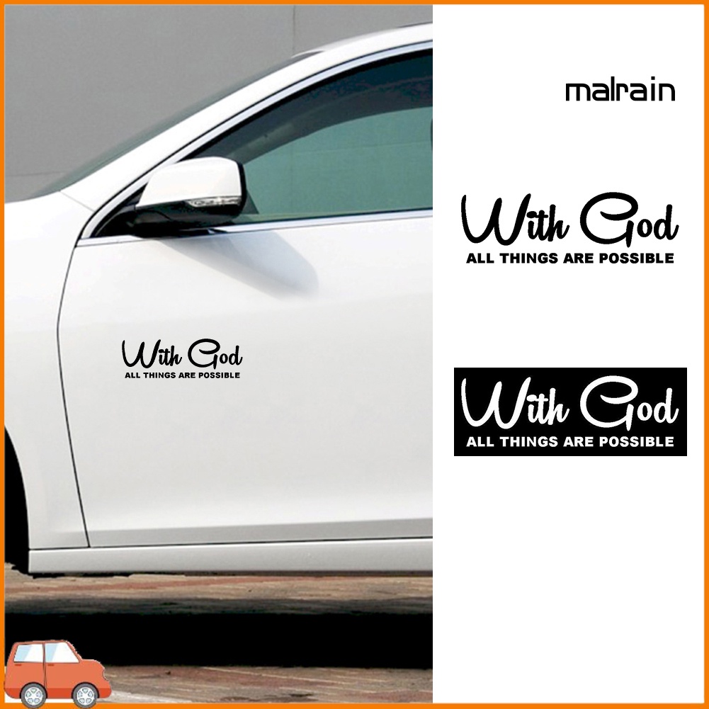 Miếng Dán Trang Trí Cửa Sổ Xe Hơi In Chữ Mar With God All Things Are Possible