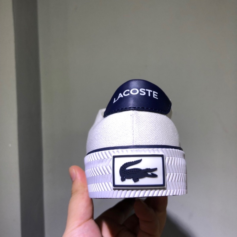 Giày thể thao unisex thương hiệu Lacoste cao cấp bản màu trắng phối xanh than