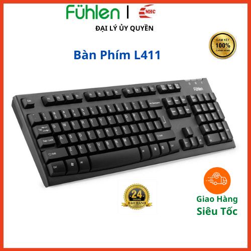 Bàn phím máy tính có dây fuhlen L411 hàng chính hãng NINZA, bàn phím văn phòng, bảo hành 2 năm