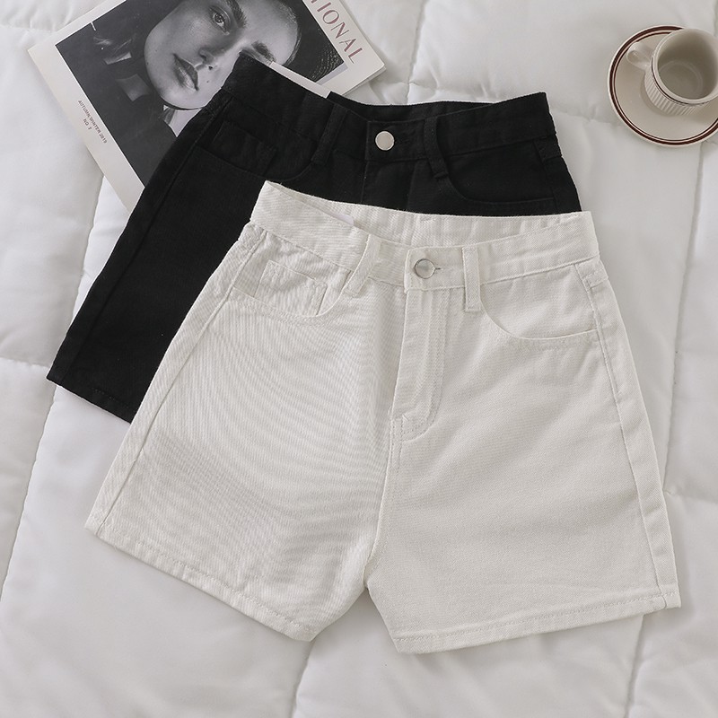 LEEVA - Quần short jeans nữ trơn 2 màu cá tính S018