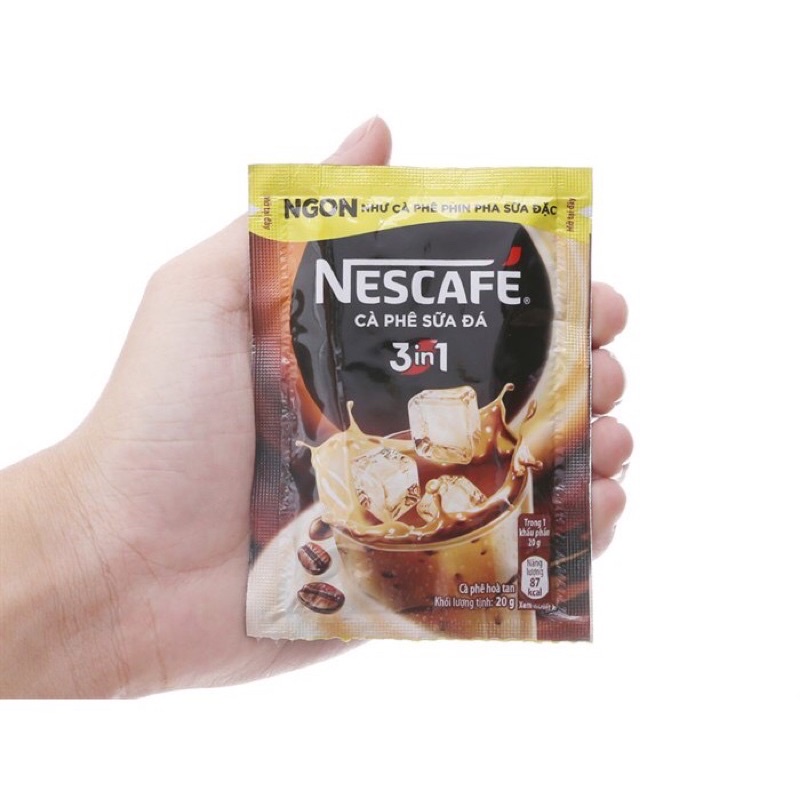 Cà phê sữa đá, cafe đen đá Nescafe (lẻ 1 bịch)