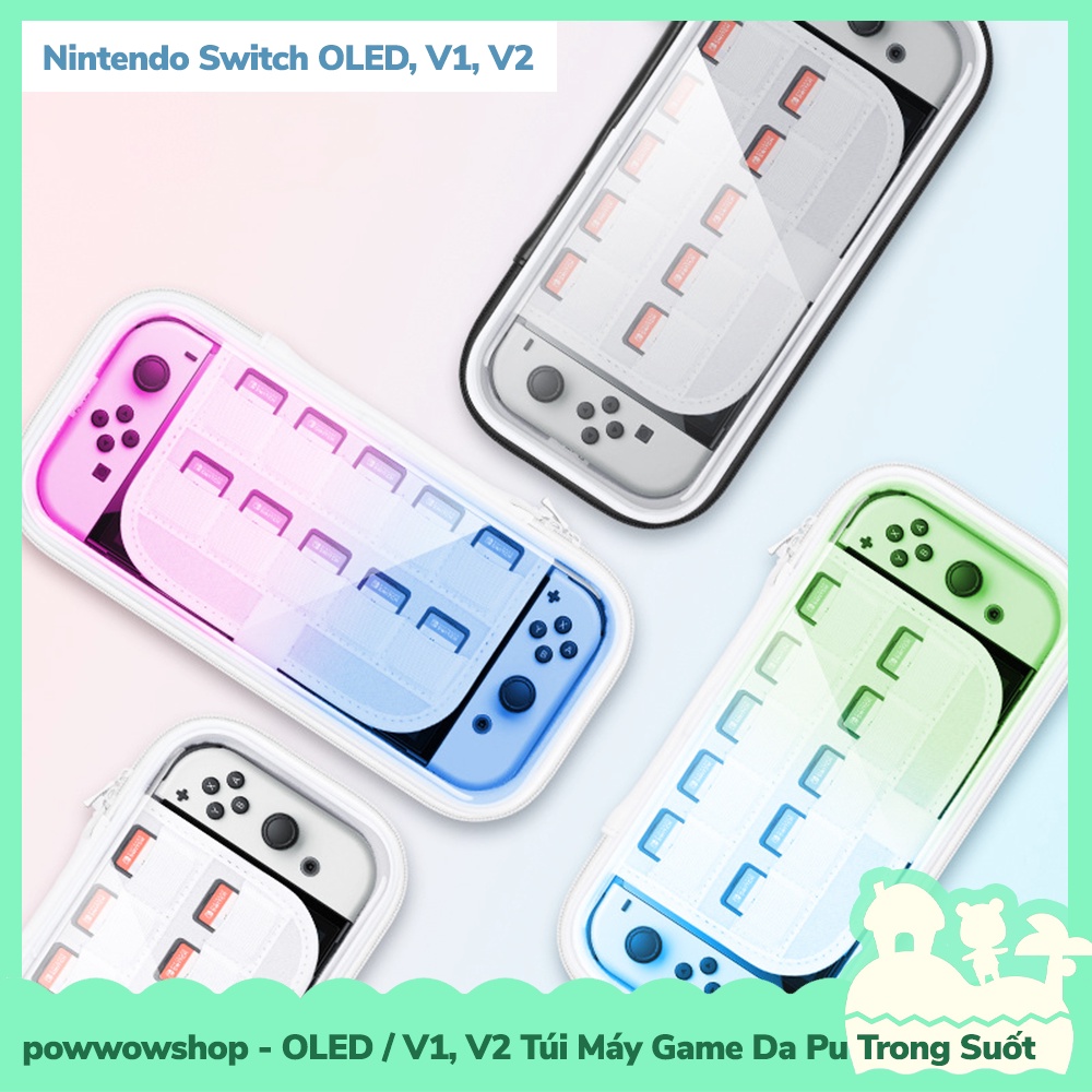 [Sẵn VN - Hỏa Tốc] OLED / Switch V1, V2 Túi Đựng Máy Game Da Pu + Nhựa Trong Suốt Colorfull Nintendo Switch