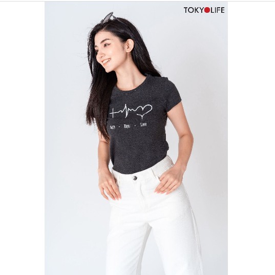 Áo T-Shirt Nữ TOKYOLIFE cổ tròn ngắn tay I9TSH522I