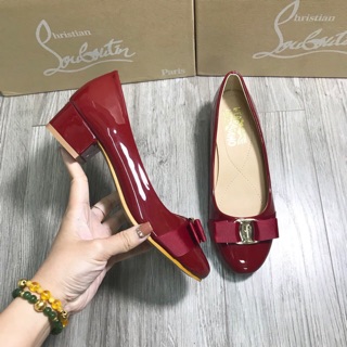 3cm giày nơ da bóng