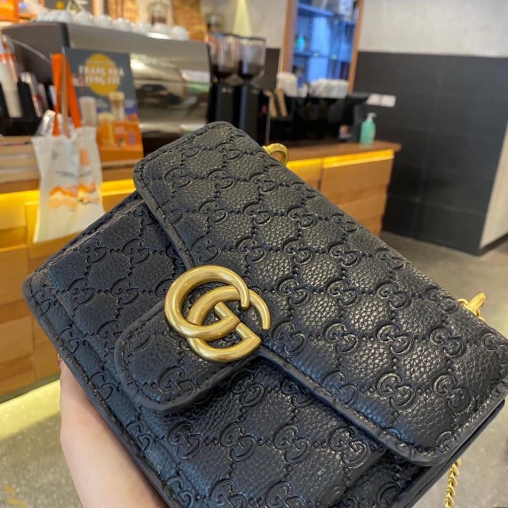 Túi xách nữ, túi đeo chéo GC02, hàng quảng châu, 3 ngăn khoá, size 20, màu đen