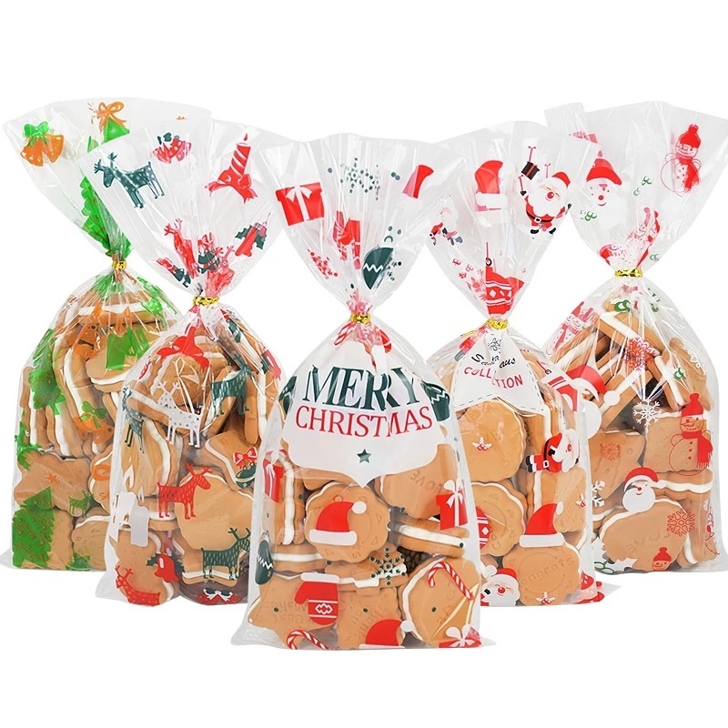 50 Túi đựng bánh kẹo hình ông già Noel/ cây thông/ tuần lộc thích hợp làm quà tặng Giáng sinh
