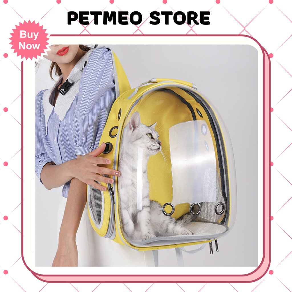 Balo vận chuyển chó mèo,thú cưng đi xa thiết kế phi hành gia - PETMEO (tặng kèm miếng lót vệ sinh)
