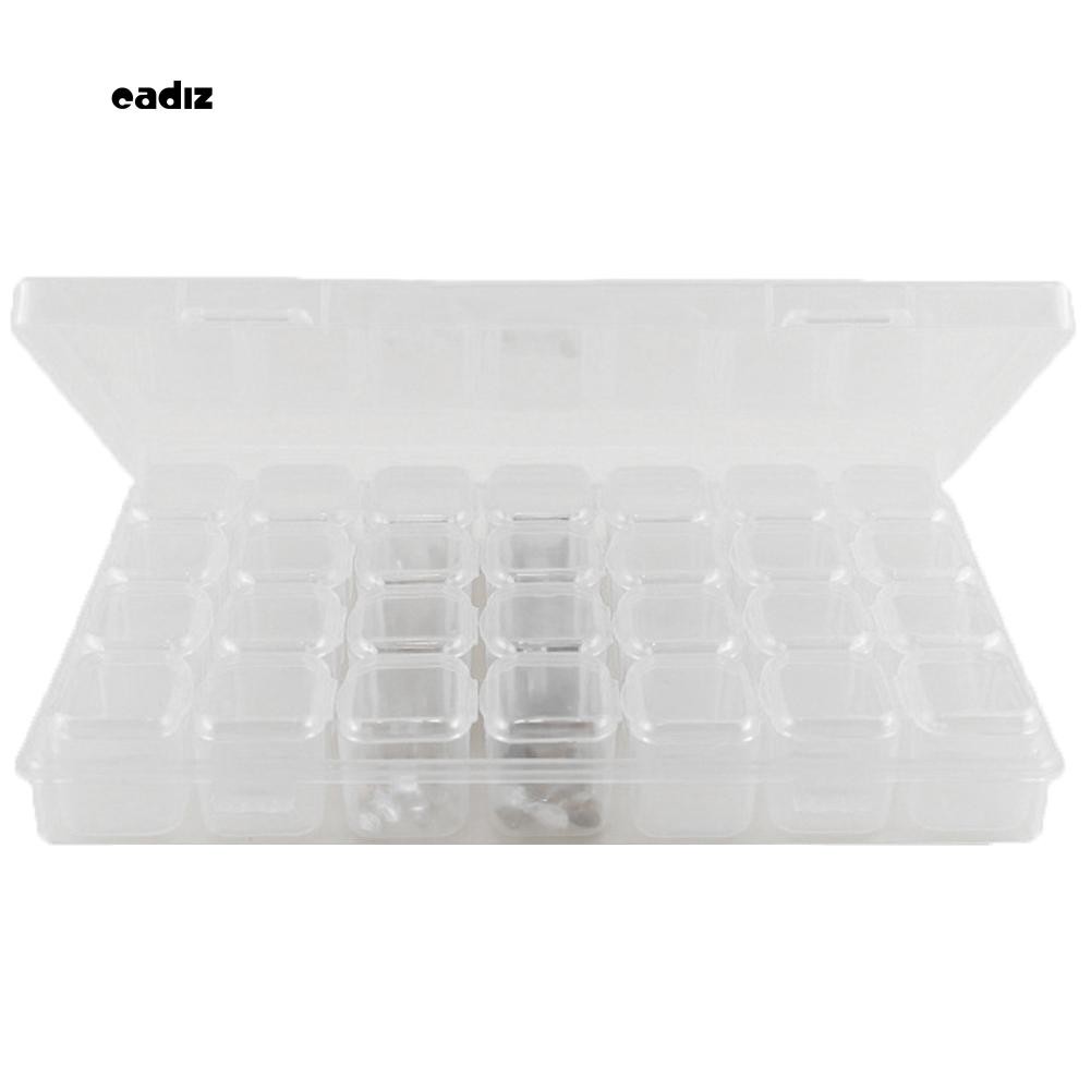 Hộp nhựa 28 ngăn đựng phụ kiện trang trí móng tay chuyên dụng