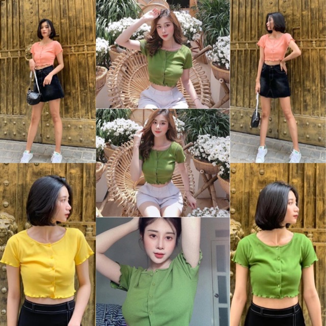 Áo Monika Croptop - áo top chất thun gần mềm mại from basic đơn giản ( kèm ảnh thật )